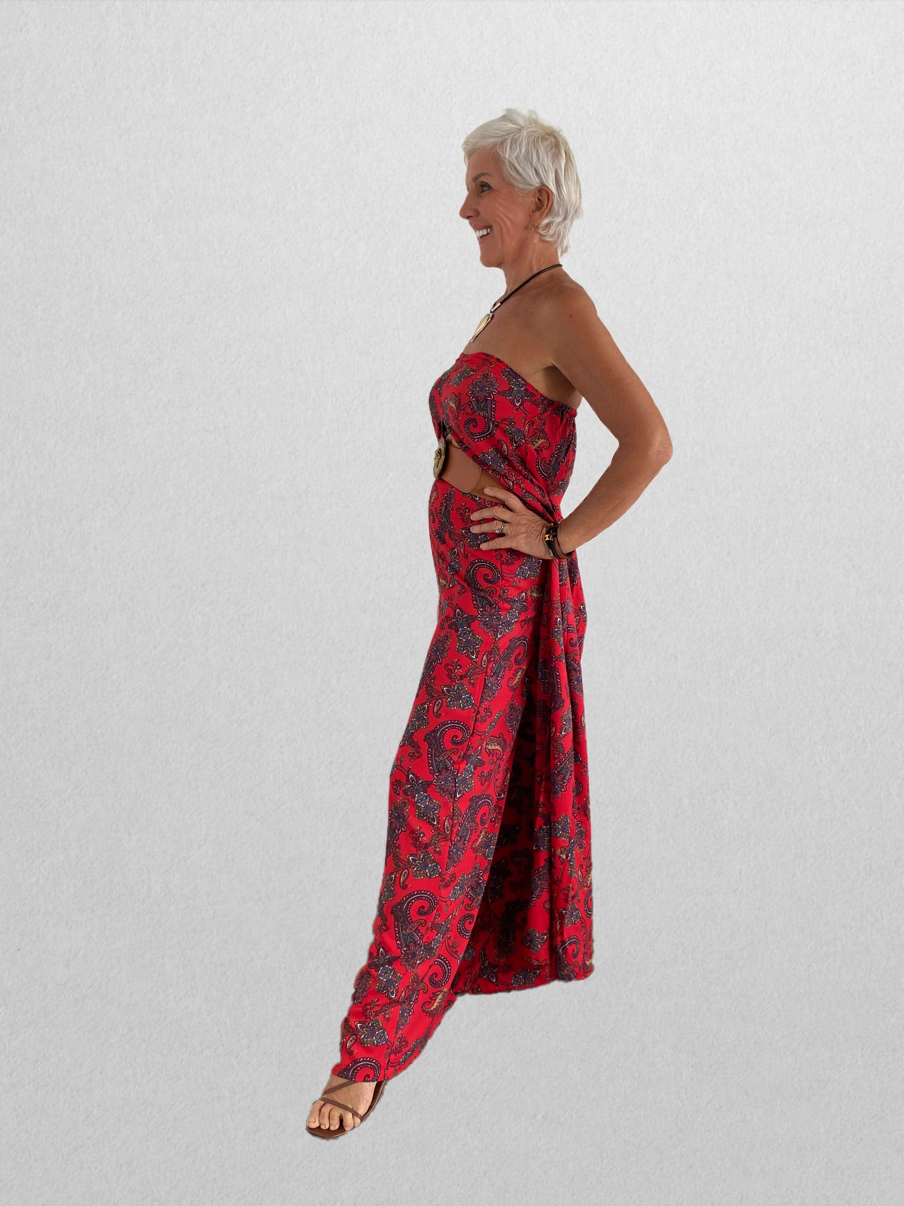Floor-Length Duster with Tie-Up Halter