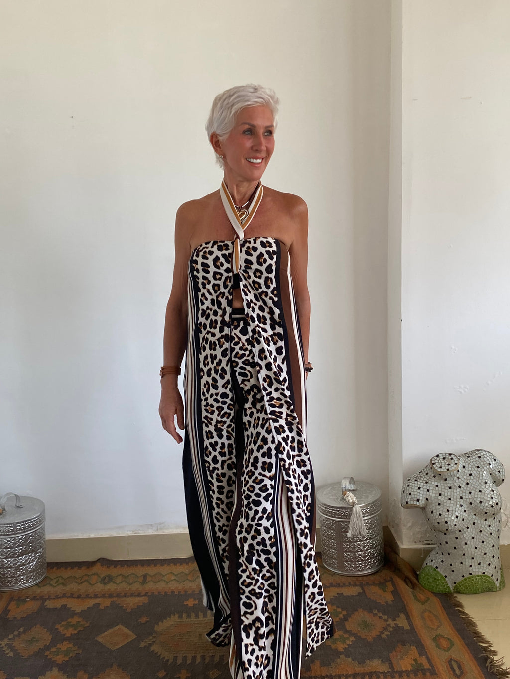 Floor-Length Duster with Tie-Up Halter