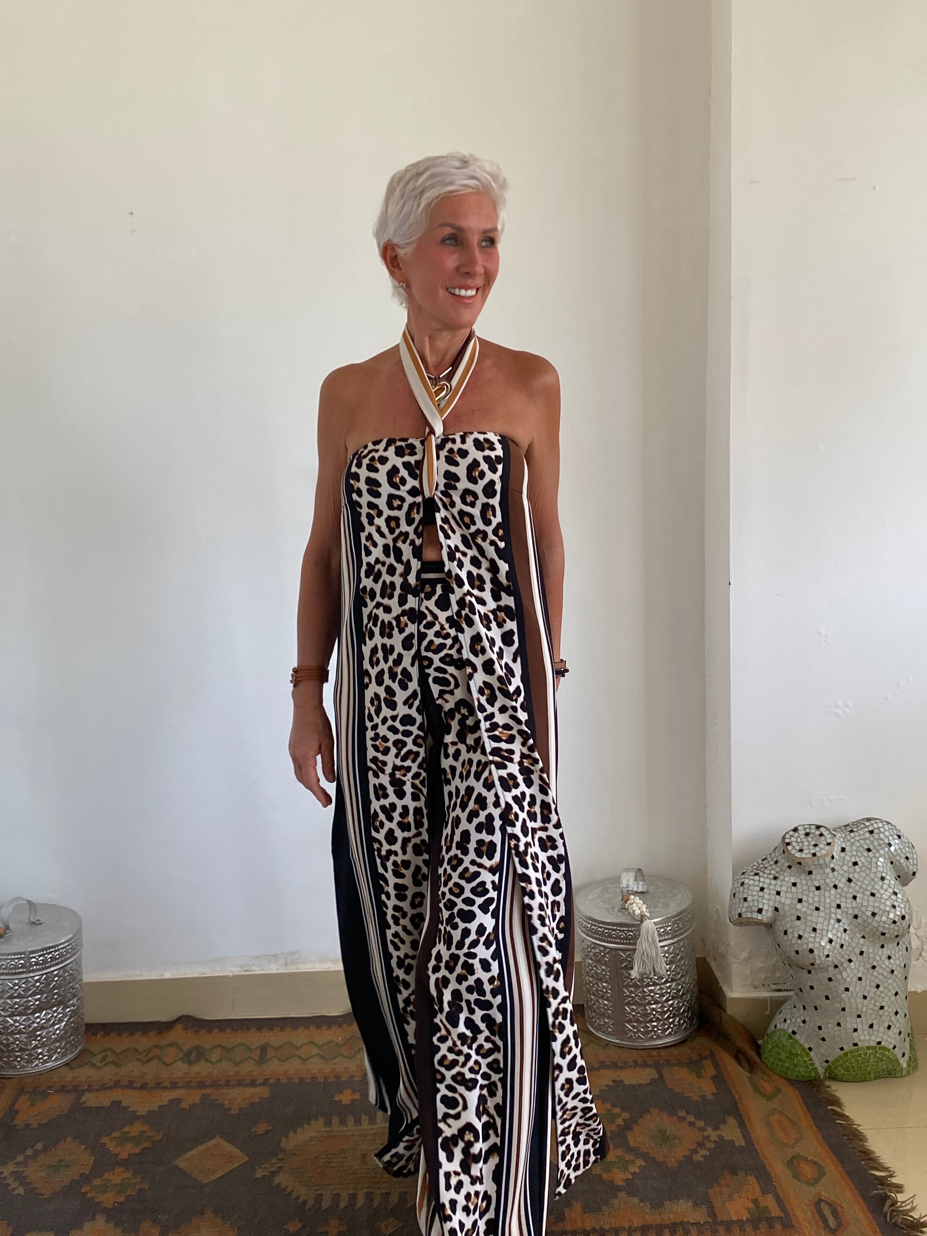 Floor-Length Duster with Tie-Up Halter