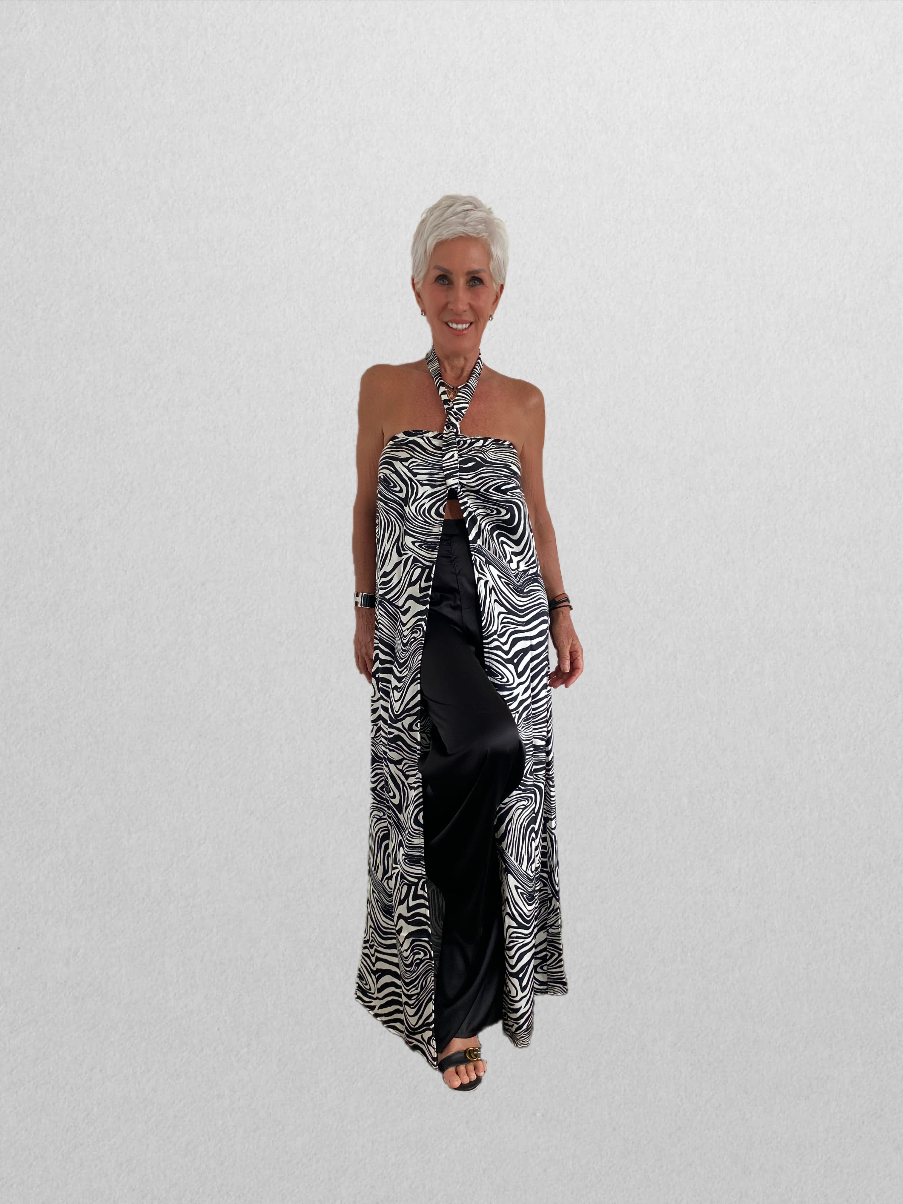 Floor-Length Duster with Tie-Up Halter